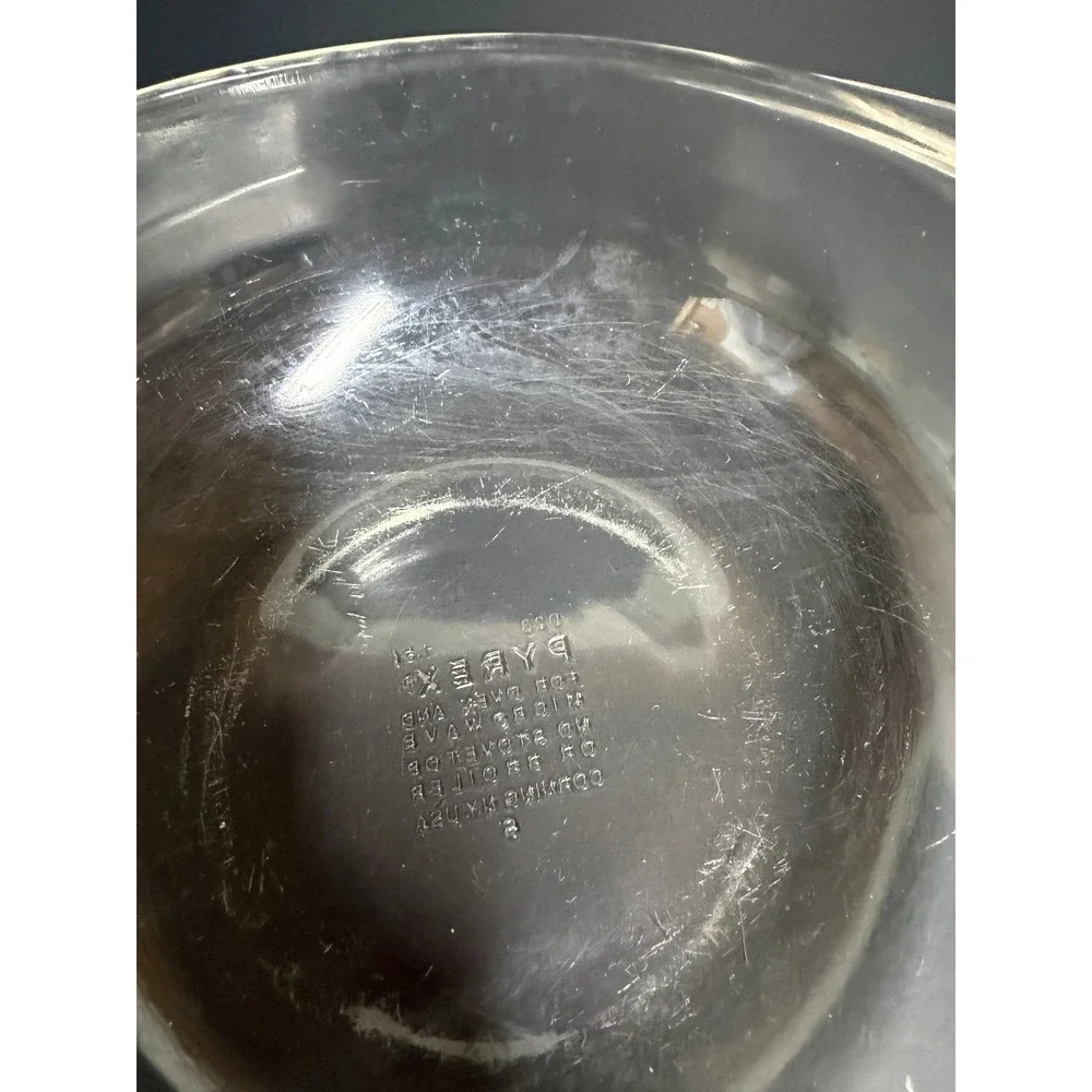 Pyrex 023‎ Clear Glass 1.5 Quart Round Casserole Dish with Handles USA Made